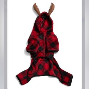 NWT LuvGear Plaid Dog Pajamas With Antlers Large